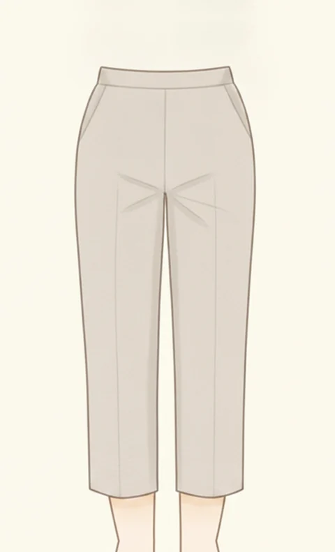 ふくらはぎの途中で終わるクロップドパンツのイラスト