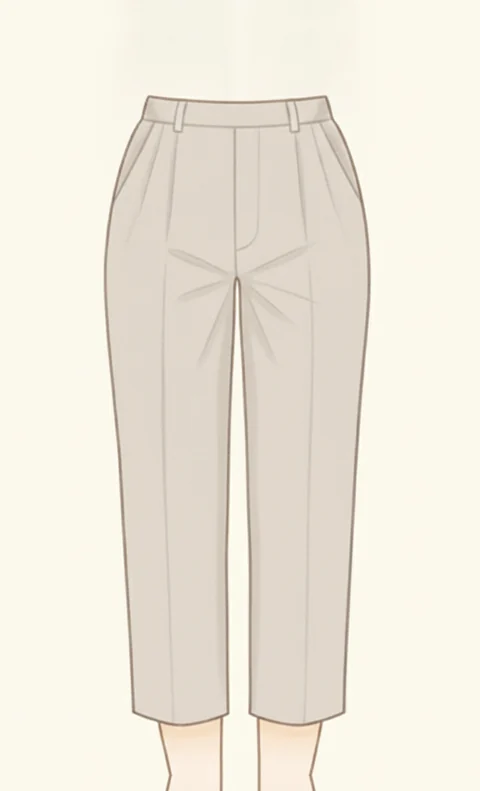 腰にタックを入れて立体感を出したタックパンツのイラスト
