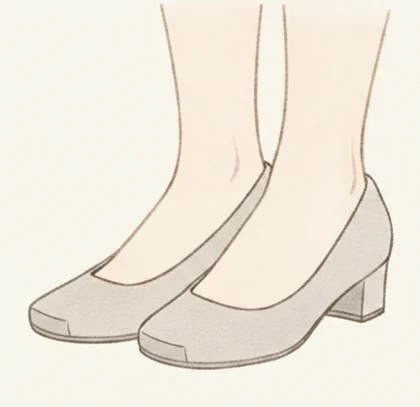つま先が四角く切り落とされたスクエアトゥのパンプスのイラスト