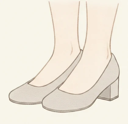 太く角ばったヒールのチャンキーヒールパンプスのイラスト