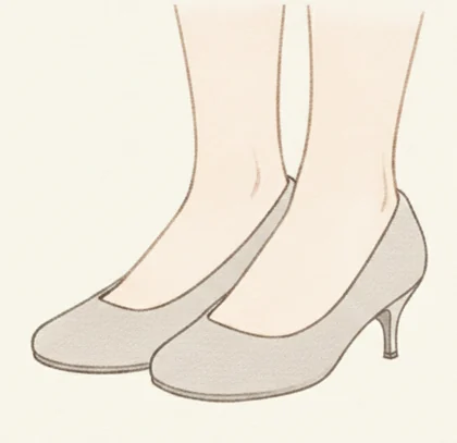 細く低いヒールのキトゥンヒールパンプスのイラスト