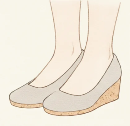 靴底が一体のくさび形になったウェッジソールのイラスト