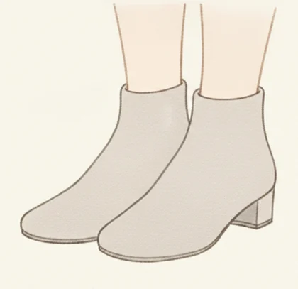 くるぶしの上まで覆うアンクルブーツのイラスト