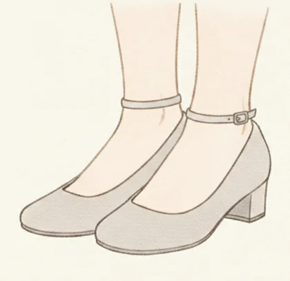 足首にストラップを回して留めるストラップパンプスのイラスト