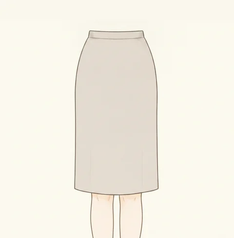 腰から裾までまっすぐ落ちるタイトスカートのイラスト