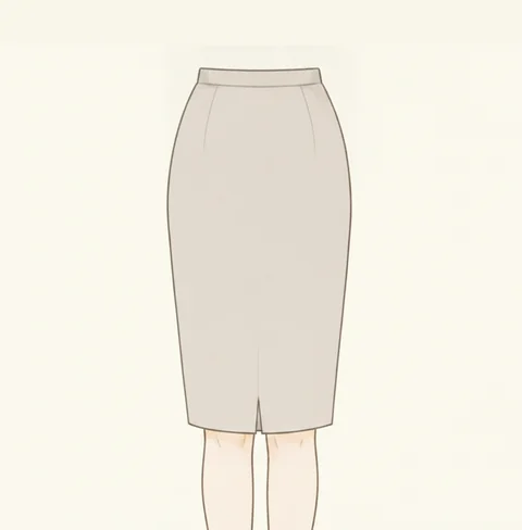 細くまっすぐ膝下まで伸びるペンシルスカートのイラスト