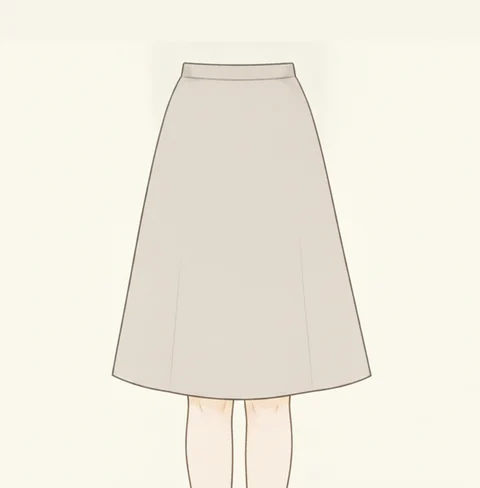 裾に向かってまっすぐ広がるAラインスカートのイラスト