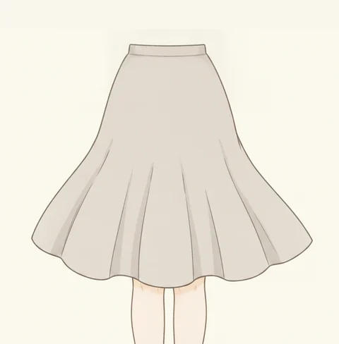 波打ちながら大きく広がるフレアスカートのイラスト