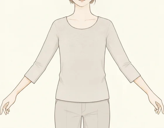 前腕の途中で終わる七分袖のイラスト