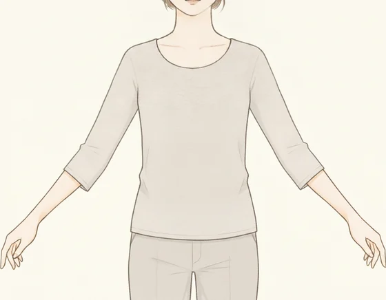 肘の少し下で終わる五分袖のイラスト