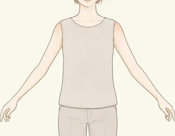 袖がなく肩と腕が出るノースリーブのイラスト