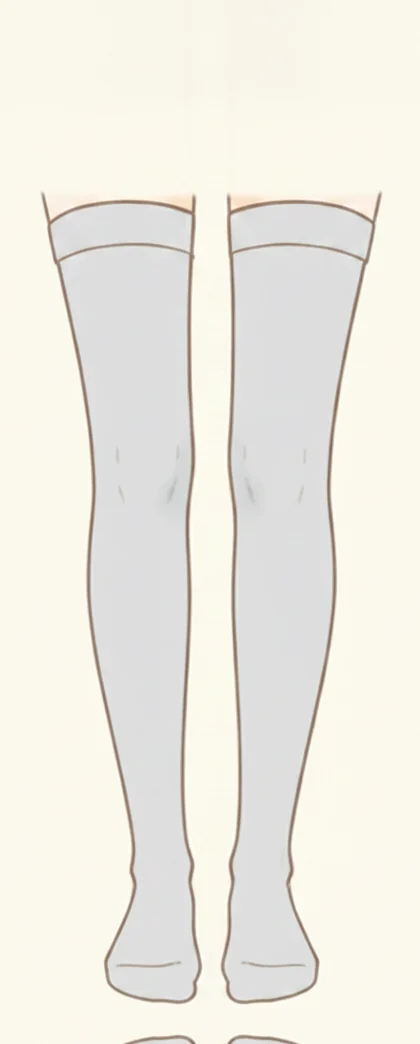 太ももの中ほどまで届くニーハイソックスのイラスト