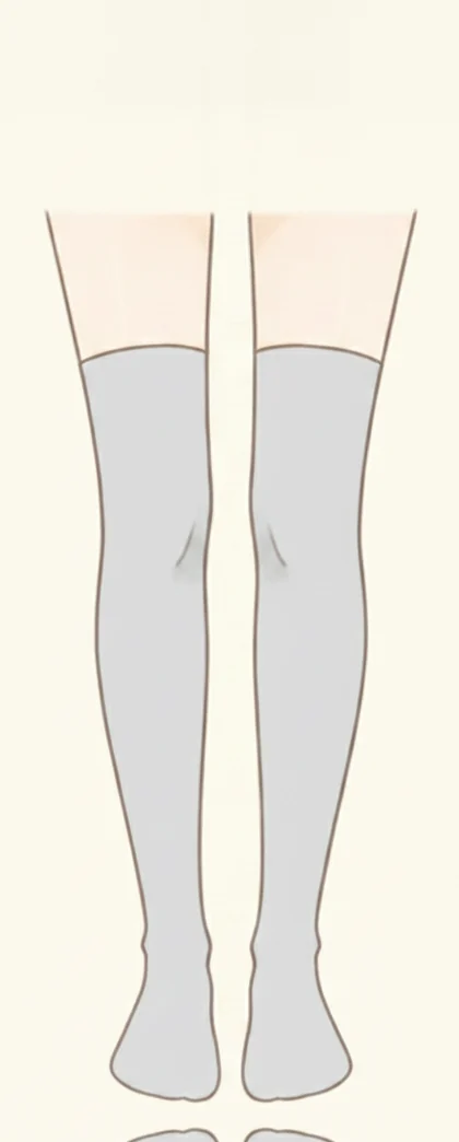 膝下で終わり、ふくらはぎを覆うハイソックスのイラスト